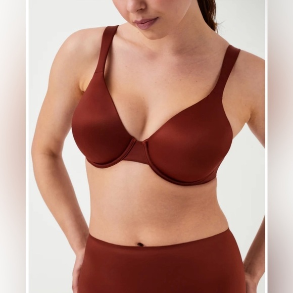 NWT SPANX Satin Unlined Full Coverage Bra in Burnt Rust Size 36C - Picture 1 of 11